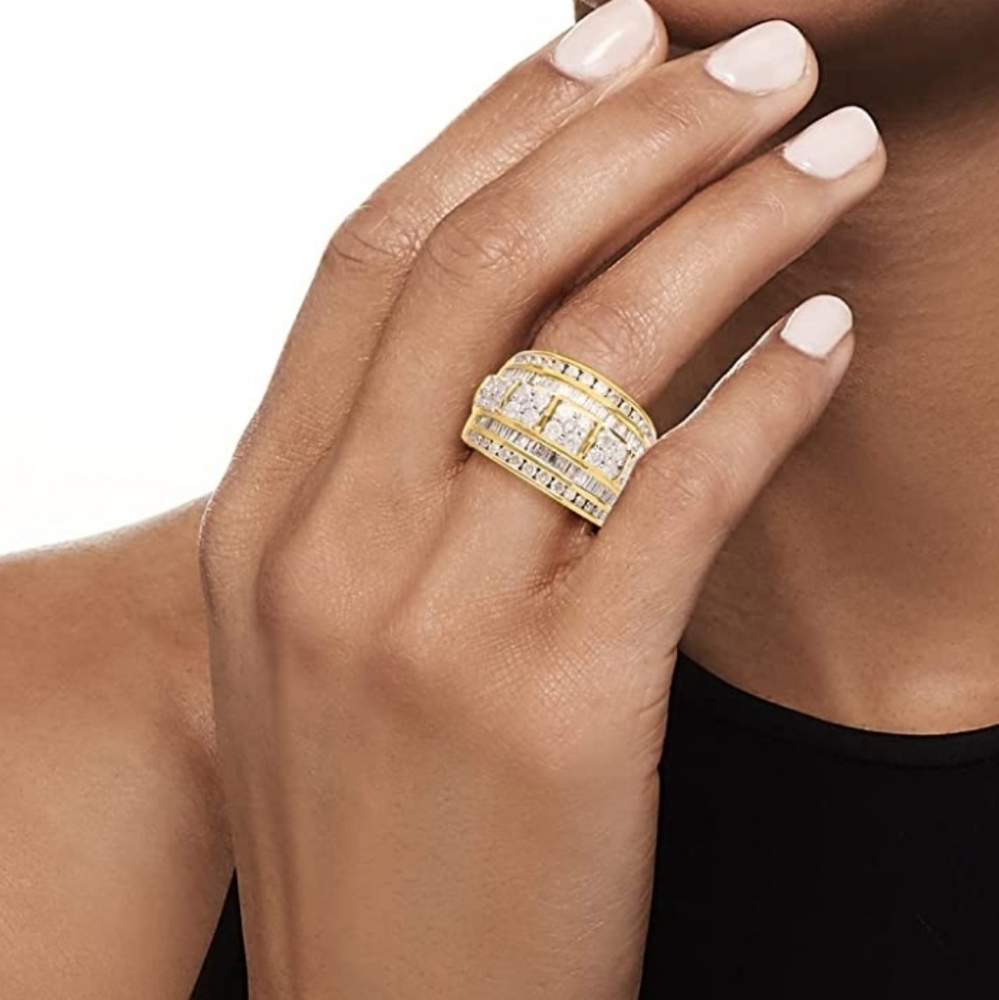 2.00 ct. t.w. Round Diamond Multi-Row Ring in 18kt Gold Over Sterling Silver